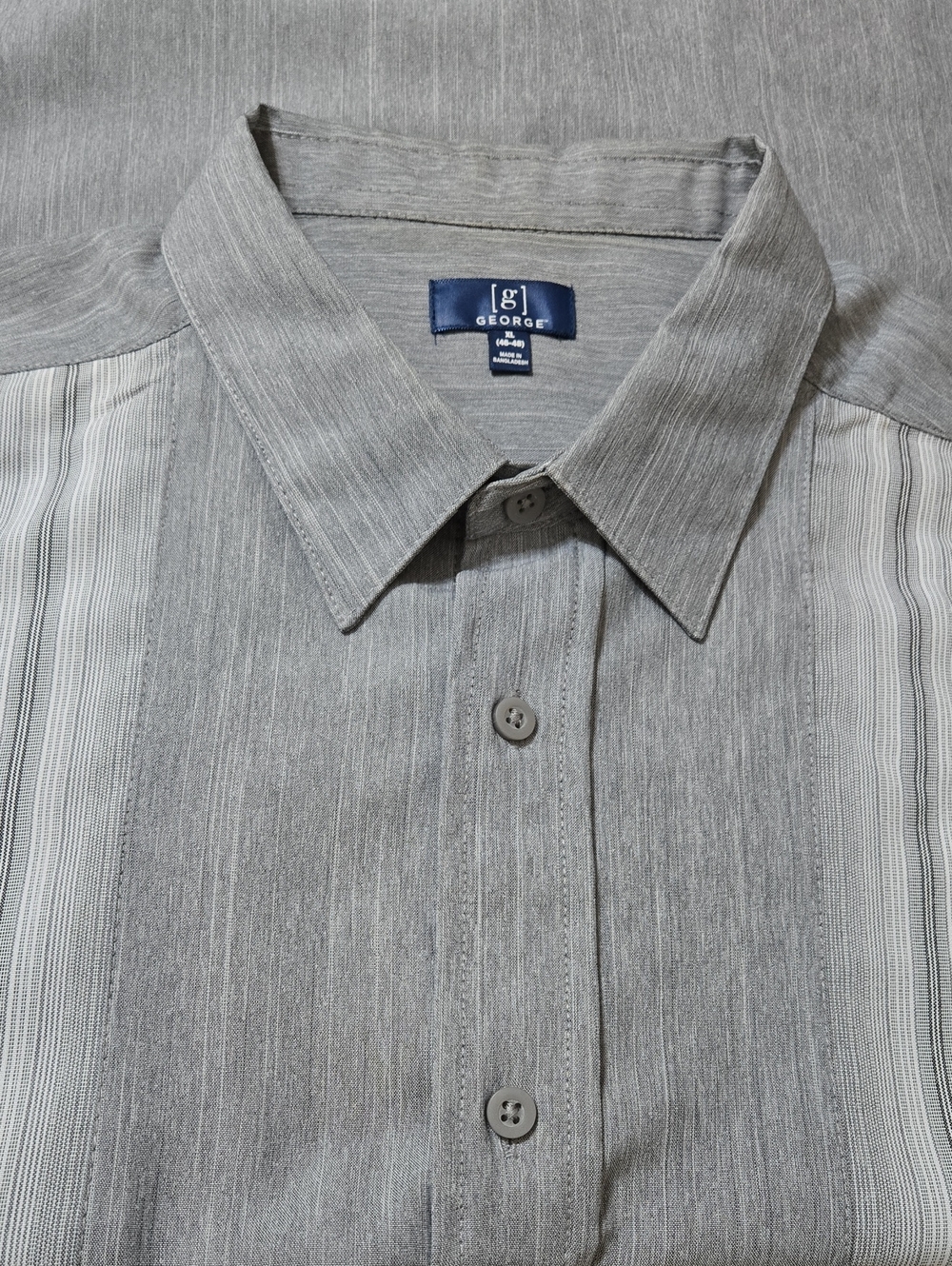 George Men's Light Gray Striped Button-Down Shirt